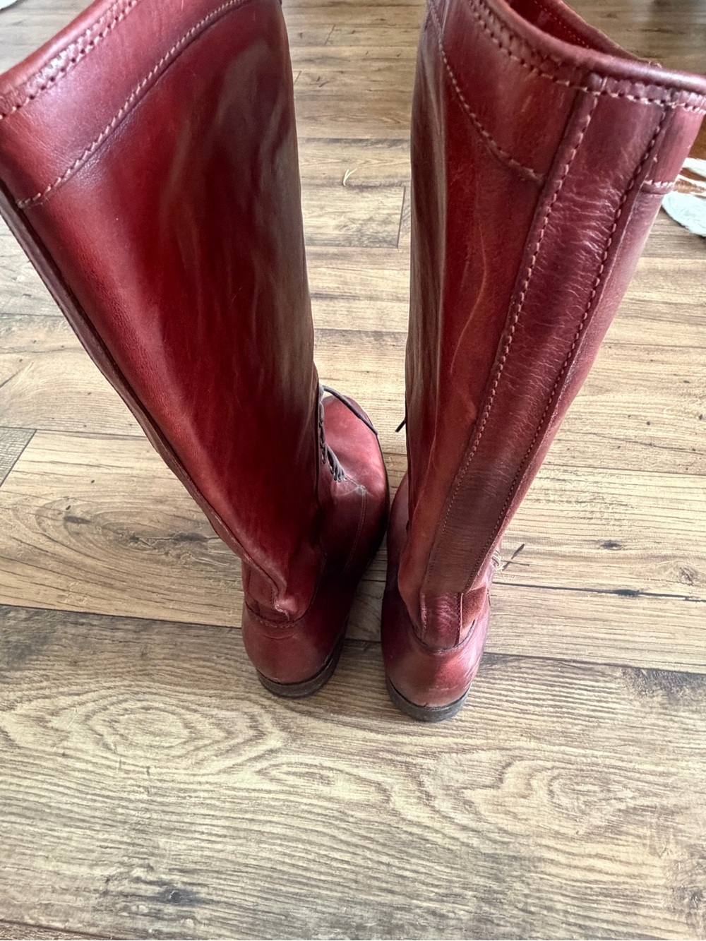 Frye Lace-Up Leather Boots – Women's Size 9 red leather made in Mexico zip - Picture 10 of 11